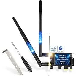 WiFi карта EDUP WiFi 6E PCI-E для ПК с Bluetooth 5.2 трехдиапазонная 5374 Мбитс для игр и работы