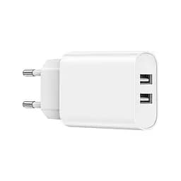 Мережевий зарядний пристрій Wiwu Wi-U003 Dual USB A Chager EU Plug Білий