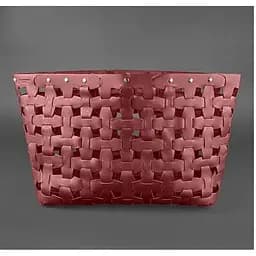 Шкіряна плетена жіноча сумка Пазл Xl бордова Krast