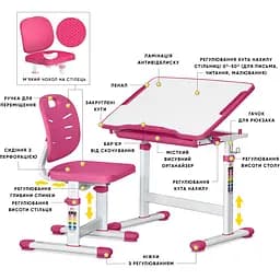Комплект меблів Evo-kids Evo-06 Plus Pink: стіл+стілець (Evo-06 Plus PN) - мініатюра 3