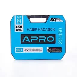 Набір насадок та інструментів Apro з тріскачкою CrV 1/4" 3/8" 1/2" 90T 150 шт. 30412 - мініатюра 4