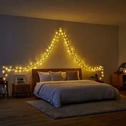 Новогодняя гирлянда комнатная нить GarlandoPro 16 м 160 LED черный провод Желтый свет W160LED16MBY