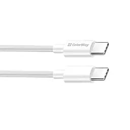 Кабель ColorWay USB Type-C - USB Type-C (M/M), PD Fast Charging 65W, 3.0 А, 1 м, White (CW-CBPDCC055-WT)