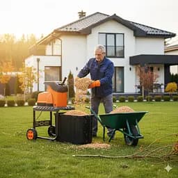 Подрібнювач садовий DS2800/45 KIT, 220В, 2800Вт, гілки до 45мм, ножі, контейнер 60л + подовжувач 10м помаранч. - мініатюра 5