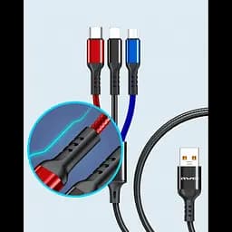 Кабель для заряджання телефонів AWEI CL 971 3 в 1 USB to Type-C+Lightning+MicroUSB 2,4A - мініатюра 3