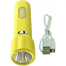Ручний ліхтар Yajia YJ-8931C 1LED+COB USB акумуляторний із бічним світлом Жовтий - мініатюра 2