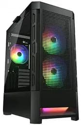 Корпус Cougar Airface RGB Black без БЖ ATX / Micro ATX / Mini ITX USB 3.0 x2 USB 2.0 x1 RGB підсвічування 2x140 ARGB 1x120 ARGB загартоване скло 230x491x386 мм