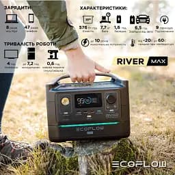 Зарядна станція EcoFlow RIVER Max (576 Вт·год) EFRIVER600MAX-EU - мініатюра 8