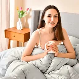 Набір постільної білизни Ideia Oasis з ковдрою, євростандарт, перламутрово-сірий (8000035248) - мініатюра 10