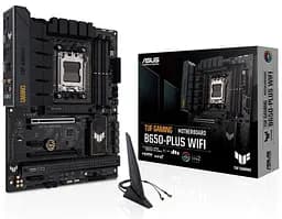 Материнская плата Asus AM5 TUF Gaming B650-PLUS WIFI, B650, 4xDDR5, Int.Video (CPU), 4xSATA3, 3xM.2, 2xPCI-E 4.0 16x, 2xPCI-E 4.0 1x, Realtek 7.1, Realtek 2.5Gb, WiFi 6, Bluetooth 5.2, 6xUSB3.2/6xUSB2.0, HDMI/DP, ATX
