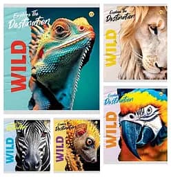 Тетради ученические 36 листов клетка Тверда ТЕ41408 Дика природа, 20 шт. в упаковке