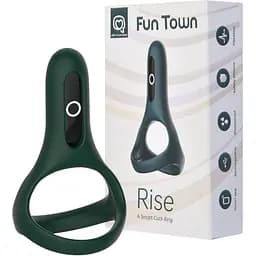 Эрекционное кольцо Fun Town Rise двойное управление со смартфона Turquoise