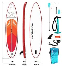 Надувна SUP дошка AERO Board 2.0 (365х15х80см) 12' Red Orange - мініатюра 1