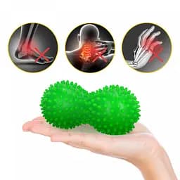 Масажний м'яч подвійний з шипами 4FIZJO Spike+ 7 x 16 см Green (P-5905973403351) - мініатюра 6