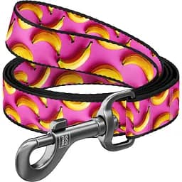Повідець для собак Waudog Nylon малюнок Банани на рожевому M 2х122 см