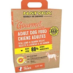Напіввологий корм для дорослих собак Natyka Gourmet Lamb & Salmon з ягням та лососем 9 кг (3 шт. по 3 кг)