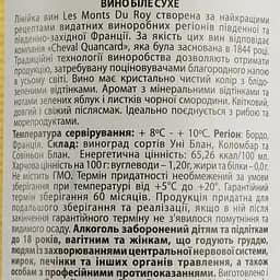 Вино Les Monts du Roy Piere Dumonte Blanc, біле, сухе, 11,5%, 0,75 л - мініатюра 3
