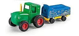 Дитячий іграшковий металопластиковий трактор із причепом Синій трактор Зелений/Синій