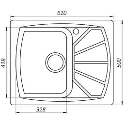 Гранітна мийка Globus Lux Tana перлина 650x500мм 000022416, Сірий - мініатюра 6