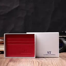 Яскравий кард-кейс із натуральної шкіри ST Leather 22445 червоний - мініатюра 7