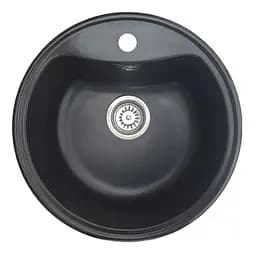 Кухонная мойка из искусственного камня круглая WiZ № 8 500х500 мм (Черная)