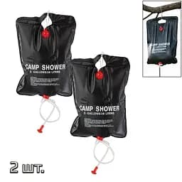 Похідний душ Camp Shower 20 л, комплект 2 шт, зі шлангом і крюком для дачі та кемпінгу - мініатюра 2