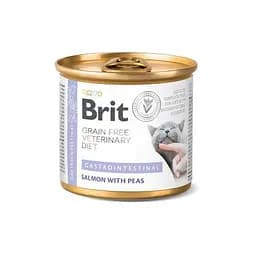 Влажный корм Brit GF VetDiet Gastrointestinal для кошек, при заболеваниях желудочно-кишечного тракта, с лососем и горохом, 200 г