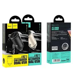 Адаптер автомобільний Hoco z30 Easy route metal mini азу авто зарядне на 2USB 3.1A чорний - мініатюра 3