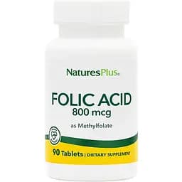 Вітаміни та мінерали Natures Plus Folic Acid 800 mcg, 90 таблеток