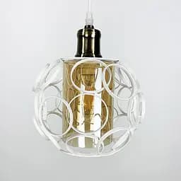 Підвіс в стилі Лофт у білому круглому корпусі Line.F Колір плафона Янтарний