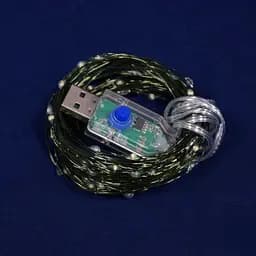 Гірлянда Роса 20м USB 200 LED на зеленій проволоці Теплий білий - мініатюра 2