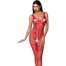 Бодістокінг Passion BS069 комбінезон імітація панчох та боді S/M/L red