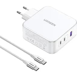 Зарядный комплект блок и кабель 3 порта USB (2хUSB-C+USB-A) Ugreen CD289 140W Gan (UGR-15339)