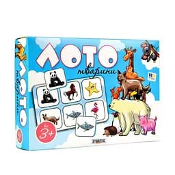 Дитяче лото "Тварини" Strateg 30579, 54 фішки, 9 планшеток