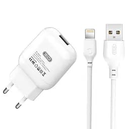 Комплект зарядний адаптер блок і кабель XO L37 для iPhone USB Lightning 1m білий