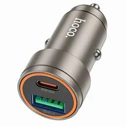 Автомобильный зарядный адаптер Hoco Z57A Glorious PD30W + QC3.0 2 x USB-порты быстрая зарядка серый