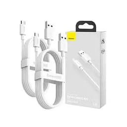 Кабель Baseus Simple Wisdom Data Cable Kit USB to Micro 2.1A 2 шт. 1.5 м Білий - мініатюра 2