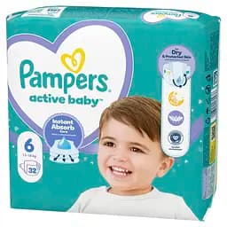 Дитячi одноразові пiдгузники Pampers Active Baby розмір 6 (13-18 кг) 32 шт. - мініатюра 2