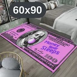 Стильний та зносостійкий килим для дому "100 доларів рожевий Money Never Sleeps" 60х90 KT8000402