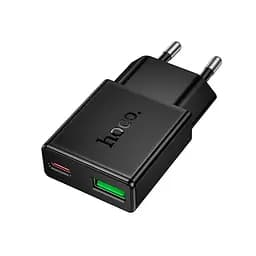 Блок питания - сетевой адаптер Hoco N73 Speed ​​PD ultra-thin charger 2 порта 1Type-C + 1USB 20W черный
