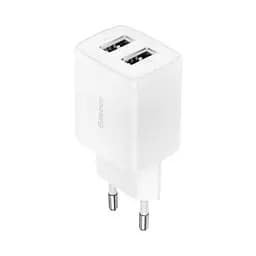 Адаптер зарядный - блок на 2 выхода Baseus Compact 10,5 W (2 USB) белый