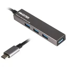 Хаб Usb Maxxter HU3C-4P-02, Grey, Type-C 3.0 - 4xUsb 3.0, кабель 20 см, алюминиевый корпус