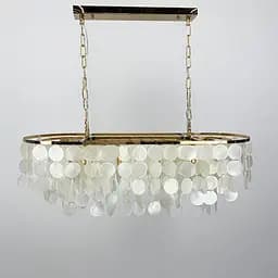 Удлиненная золотая люстра ATHELIA с перламутровыми пластинами | Ст. 1537-800*300 GD Line F