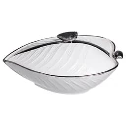 Супница 1.5 (л) фарфоровая кастрюля бульонница 32×21×16 (см) с крышкой для дома и ресторана Белый с серебром Yiwu XL-4054AS