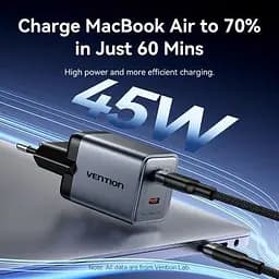 Зарядний пристрій Vention 2xUSB-C PD45W GaN gray (FCDH0-EU) - мініатюра 6