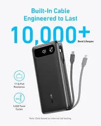 Портативний зарядний пристрій PowerCore - 20000 mAh 87W PD Built-In USB-C Cable Black Anker teh0027063 - мініатюра 3