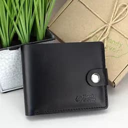 Портмоне мужское кожаное на кнопке Handycover HC0042 черное