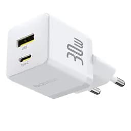 Мережевий зарядний пристрій Baseus Palm Type-C+USB 30W білий P1011160A213-00 - мініатюра 5