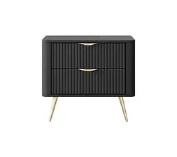 Тумба приліжкова Perfect Home Ланте / Lante з 2 шухлядами і золотими ніжками 2S Чорний (PFH-091195) - мініатюра 4