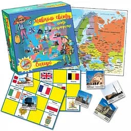 Настольная игра "Навколо світу. Лото географічне. ЄВРОПА" MKB0144 укр. мовою